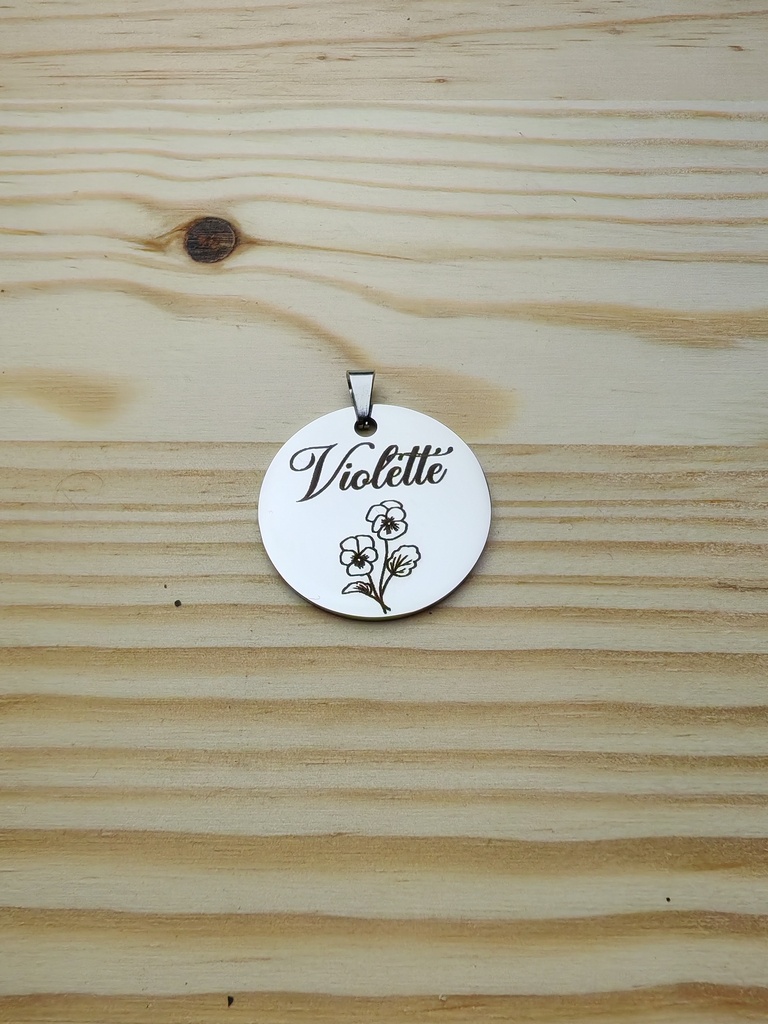 Gravure personnalisable sur médaillon en inox